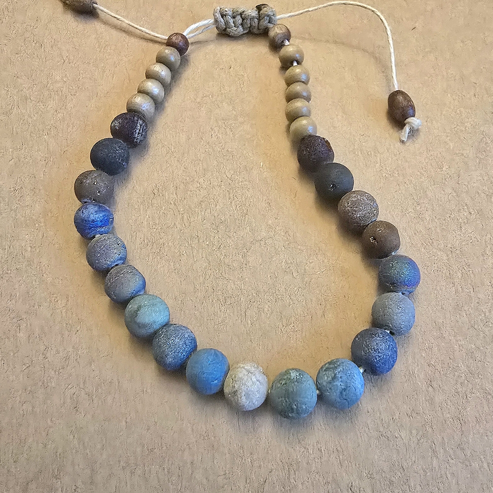 Blue and Brown Beaded Necklace